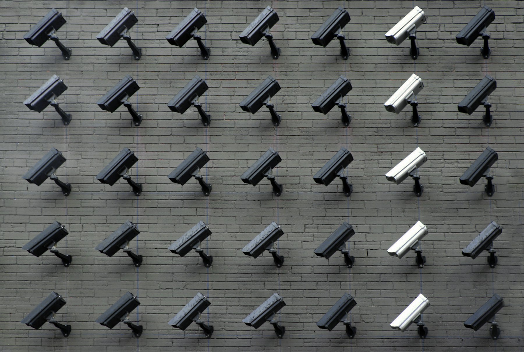 Mur équipé de caméras de surveillance